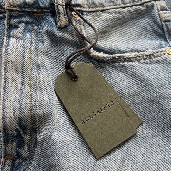 ALLSAINTS LILA GROMMET RAW HEM COTTON DENIM‎ SKIRT IN BLUE NWT WOMEN'S SIZE 4 - Picture 11 of 15